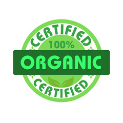 Certified 100 percent organic icon badge, tag, label design