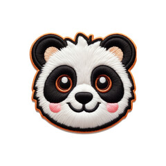 Panda embroidered patch badge isolated on Transparent background, Panda isolated on transparent...