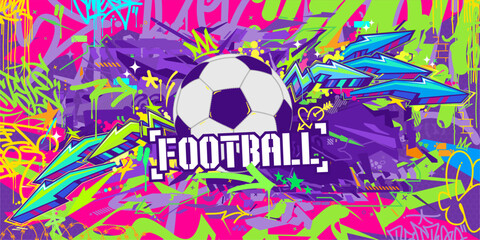 Abstract Hip Hop Urban Street Art Graffiti Style Soccer Or Football Illustration Background