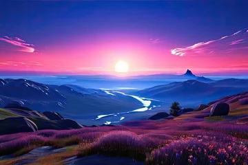Zelfklevend Fotobehang sunrise in mountains © Максим Гальянский
