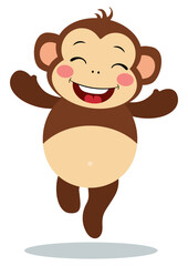 Cute monkey laughing happy isolated