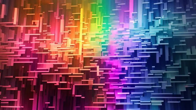 abstract rainbow background with some smooth lines in it d render, A cascading waterfall of pixelated colors, simulating a digital glitch, AI Generated