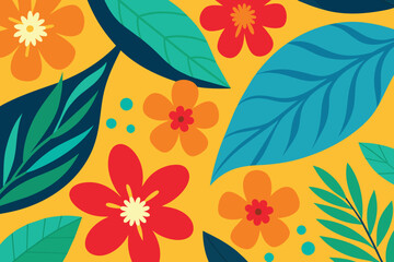 Leaves and Floral Summer Wallpaper vector design