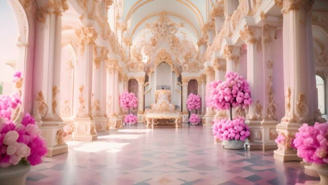 Luxury interior of the Royal Palace in Prague, Czech Republic, A colorful baroque palace with a bustling court, AI Generated