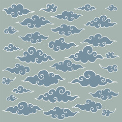 Set of Decorative cloud hand drawing illustartion vector, Background pattern design