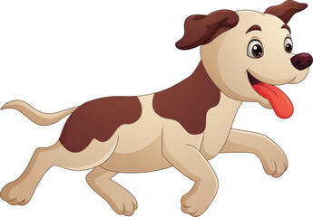 Happy cartoon dog running isolated on white background - 775684896