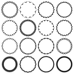 Vector set of round frames with simple geometric patterns