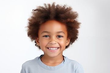 Child boy with white background. Nursery school. Childhood professions. School holidays. Topics related to childhood. Black boy. Afro american boy. African boy.
