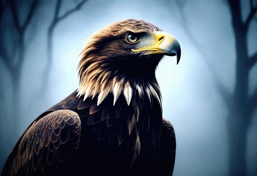 Eagle Closeup on sacry horror background