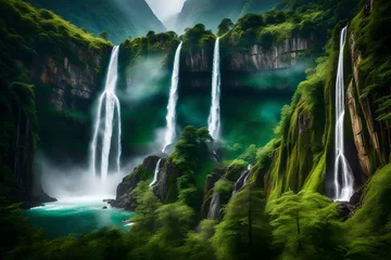 Fotobehang waterfall in the mountains © Noor