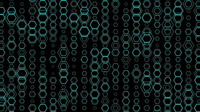 animation - Abstract blue hexagon pattern on black background