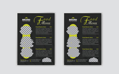 Restaurant Food Menu Design template with advertisement, layout, poster, flier Background.
