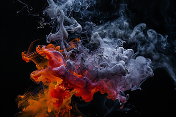 Fiery flames dance against a stark black background, creating a captivating and dramatic image perfect for abstract concepts and visual storytelling - obrazy, fototapety, plakaty