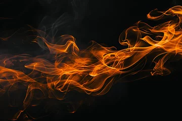 Foto op Canvas Fiery flames dance against a stark black background, creating a captivating and dramatic image perfect for abstract concepts and visual storytelling © River Girl