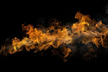Foto op Canvas Fiery flames dance against a stark black background, creating a captivating and dramatic image perfect for abstract concepts and visual storytelling © River Girl
