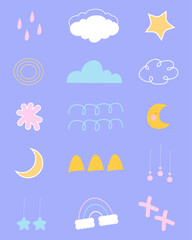 Flat desigen baby shower new born vector element bundle