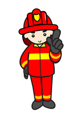 指さしポーズの消防士