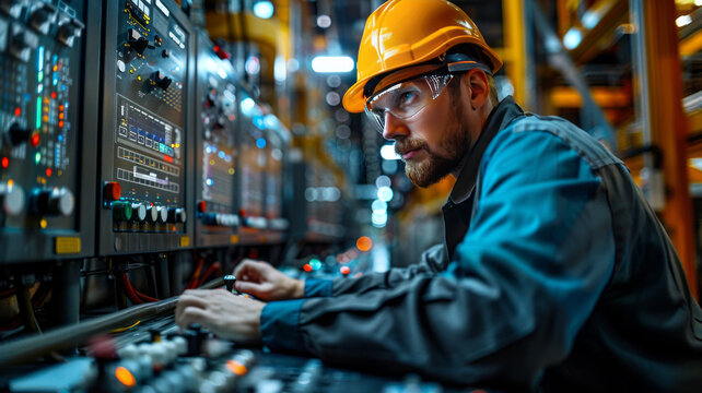 an engineer is looking at the graphs of power curve on the screen in BESS plant.generative ai