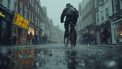 a boy riding his bike in london, fantastical contraptions,generative ai - obrazy, fototapety, plakaty