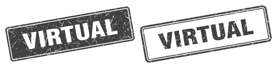 virtual stamp set. virtual square grunge sign