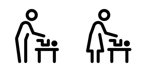 Baby care room line icon set. Vector graphics