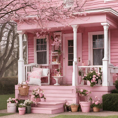 pink country house