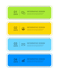 4 modern data infographics tab index template. Illustration abstract background.