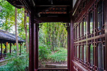 Du Fu Thatched Cottage Park, Chengdu, China - obrazy, fototapety, plakaty