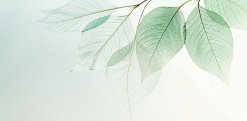 transparent sakura leaves on clean white background