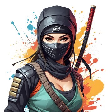 Agile ninja girl character in splash art