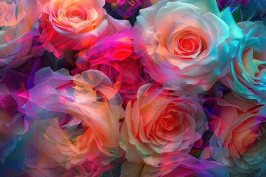 Bright floral bouquet of roses, festive mood AI Generated Image