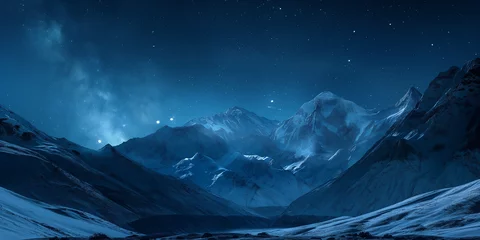 Fotobehang Panorama montagne in notturna. Cielo stellato. © zchris22