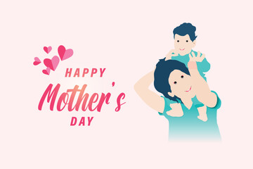 Happy mother's day social media banner or poster  design with mother character background and mom wishing or greeting card banner design vector illustration
