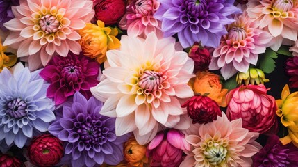 Close up colorful bunch of beautiful flowers.