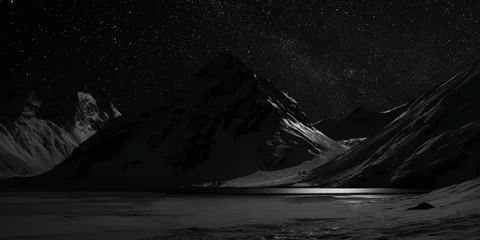 Deurstickers Panorama montagne in notturna. Cielo stellato. © zchris22
