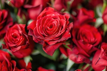 Close-up of a beautiful bouquet of red roses
