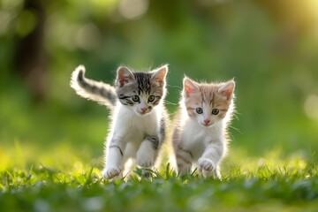 Cats on grass