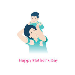 Happy mother's day social media post design with mother character background and mom wishing or greeting card banner design vector illustration