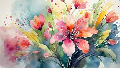 Watercolor drawing of flowers