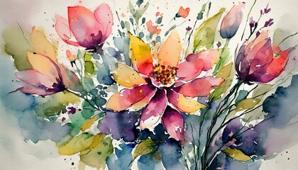 Watercolor drawing of flowers