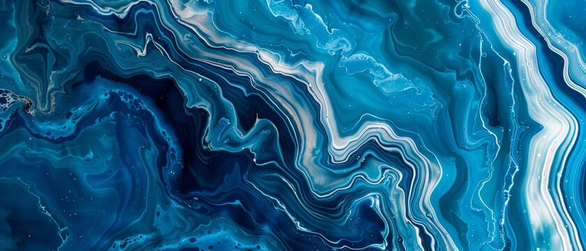 Decorative background, wavy blue marbling lines, artistic liquid paint texture, pearl texture