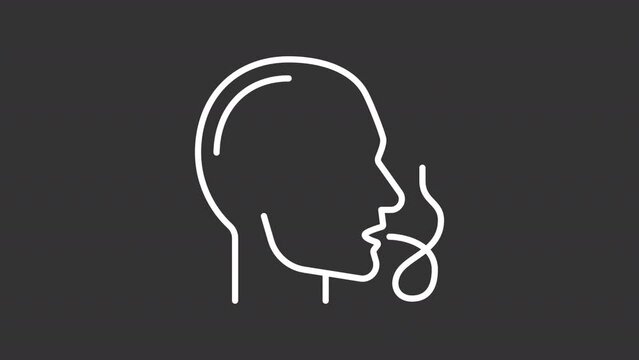 Stuttering white line animation. Animated icon of communication problem. Apraxia of speech. Difficulty speaking. Black illustration on white background. HD video with alpha channel. Motion graphic