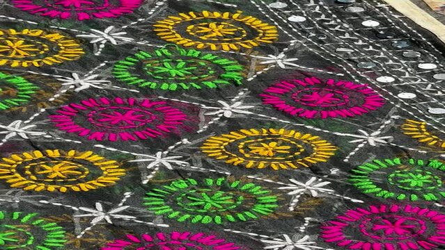 fashionable dupatta or long scarf with different colours with Sindhi embroidery handwork