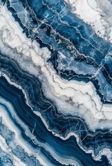 Premium Background. Painting with white and blue marble, in the style of cloudscapes, paint application technique, photography, soft watercolor. Luxe artistic for flyer, poster, notebook. - obrazy, fototapety, plakaty