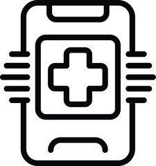Mobile medical first aid icon outline vector. Ambulance call. Health safety contact - 775703642