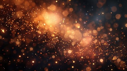 Fototapeta na wymiar Golden particles dance in the air evoking magical holiday sparkles