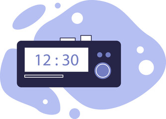 Digital alarm clock on an abstract background.