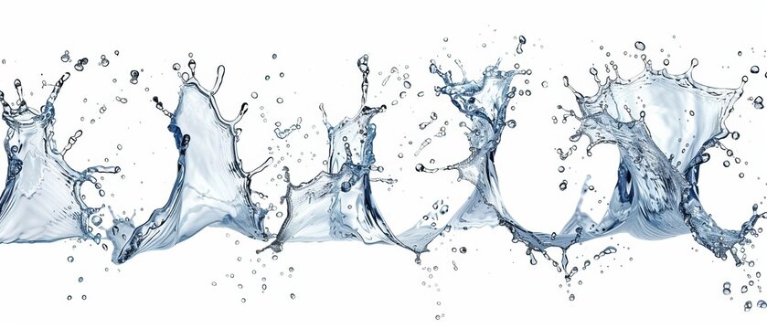 Isolated water splash elements on a white background