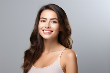 Young  woman close up portrait. Model woman laughing and smiling. Healthy face skin care beauty, skincare cosmetics, dental