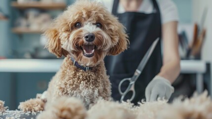 Labradoodle at the Groomer